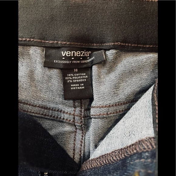 Venezia Dark Whisker Wash Tapered Jeans With Elastic Lined Waist Women’s Size 18 - Picture 3 of 4